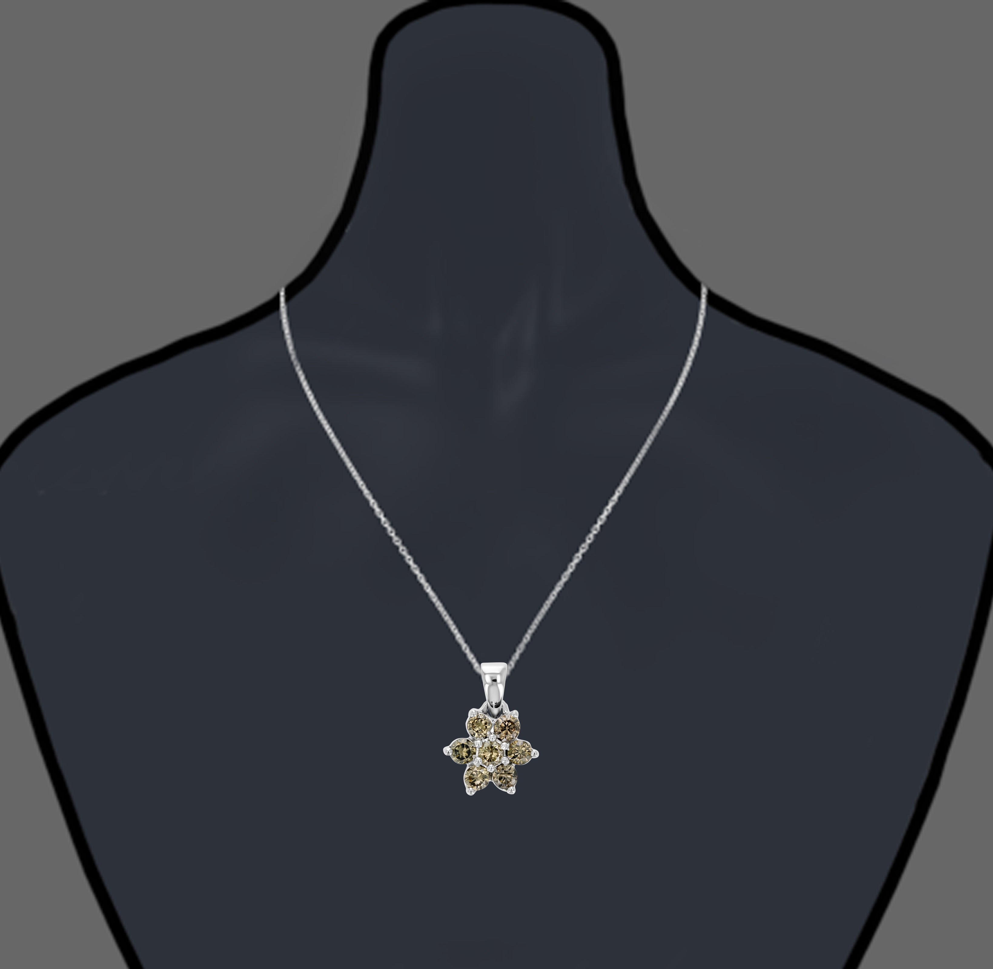 Champagne Flower Diamond Pendant Necklace