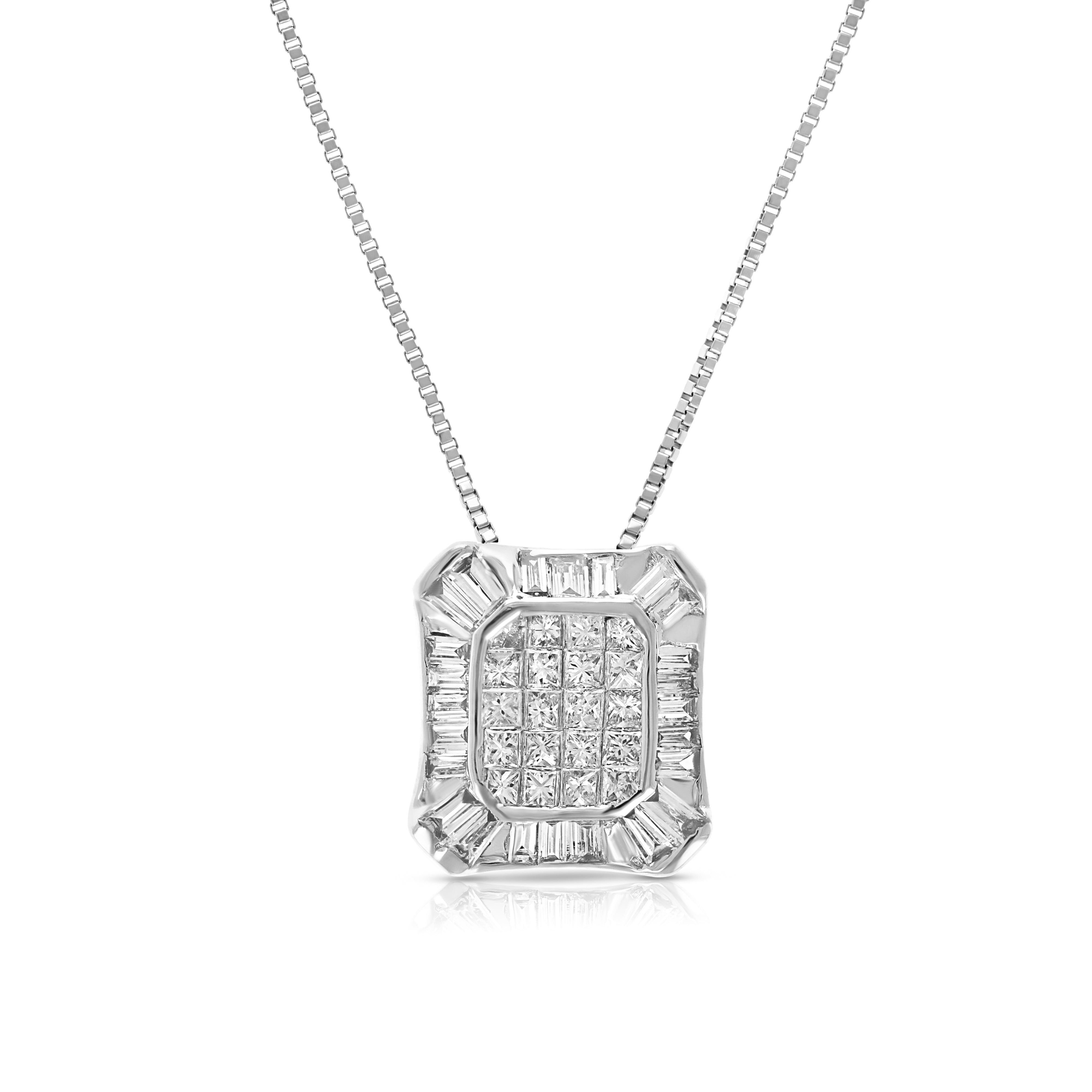 Cushion Cluster Diamond Pendant Necklace