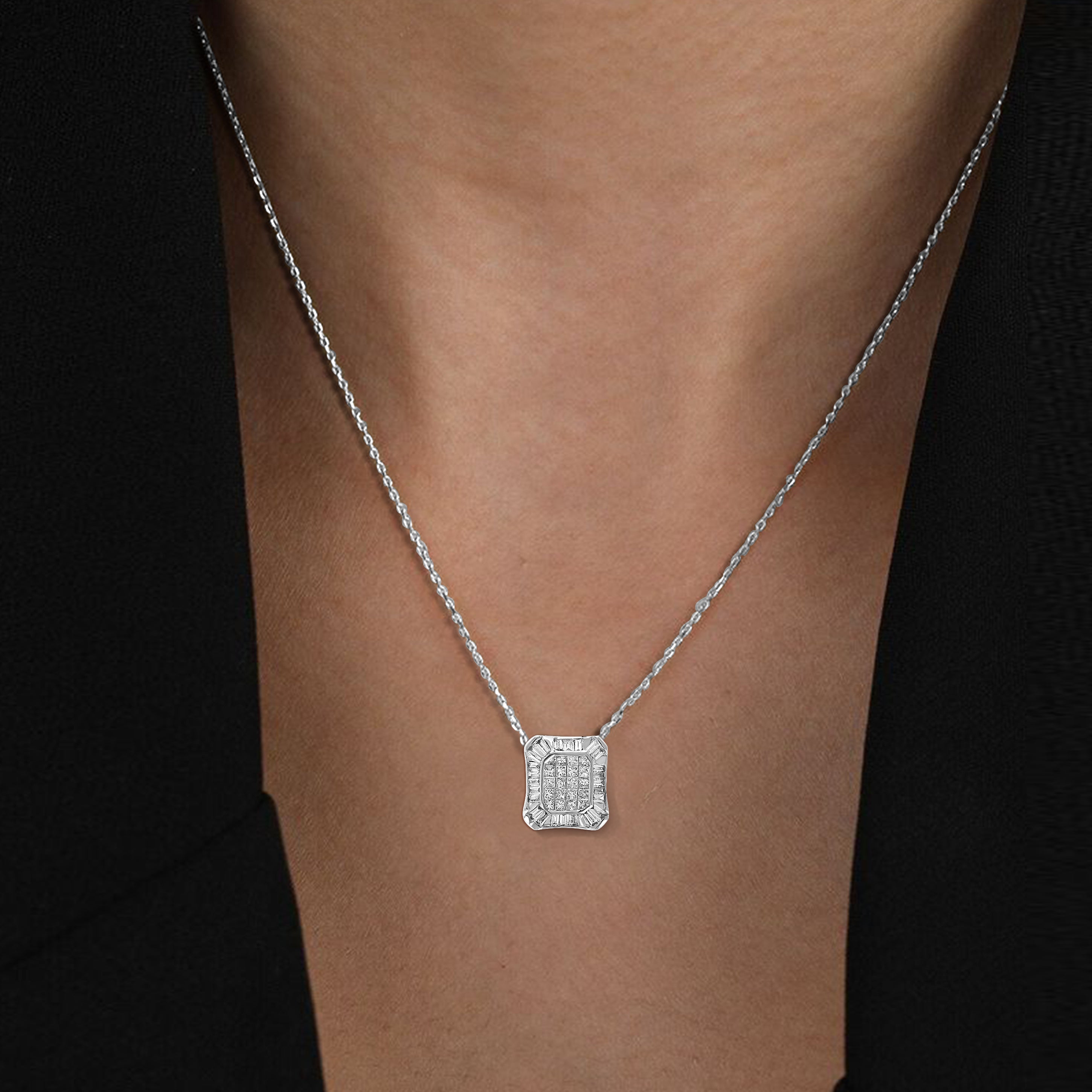 Cushion Cluster Diamond Pendant Necklace