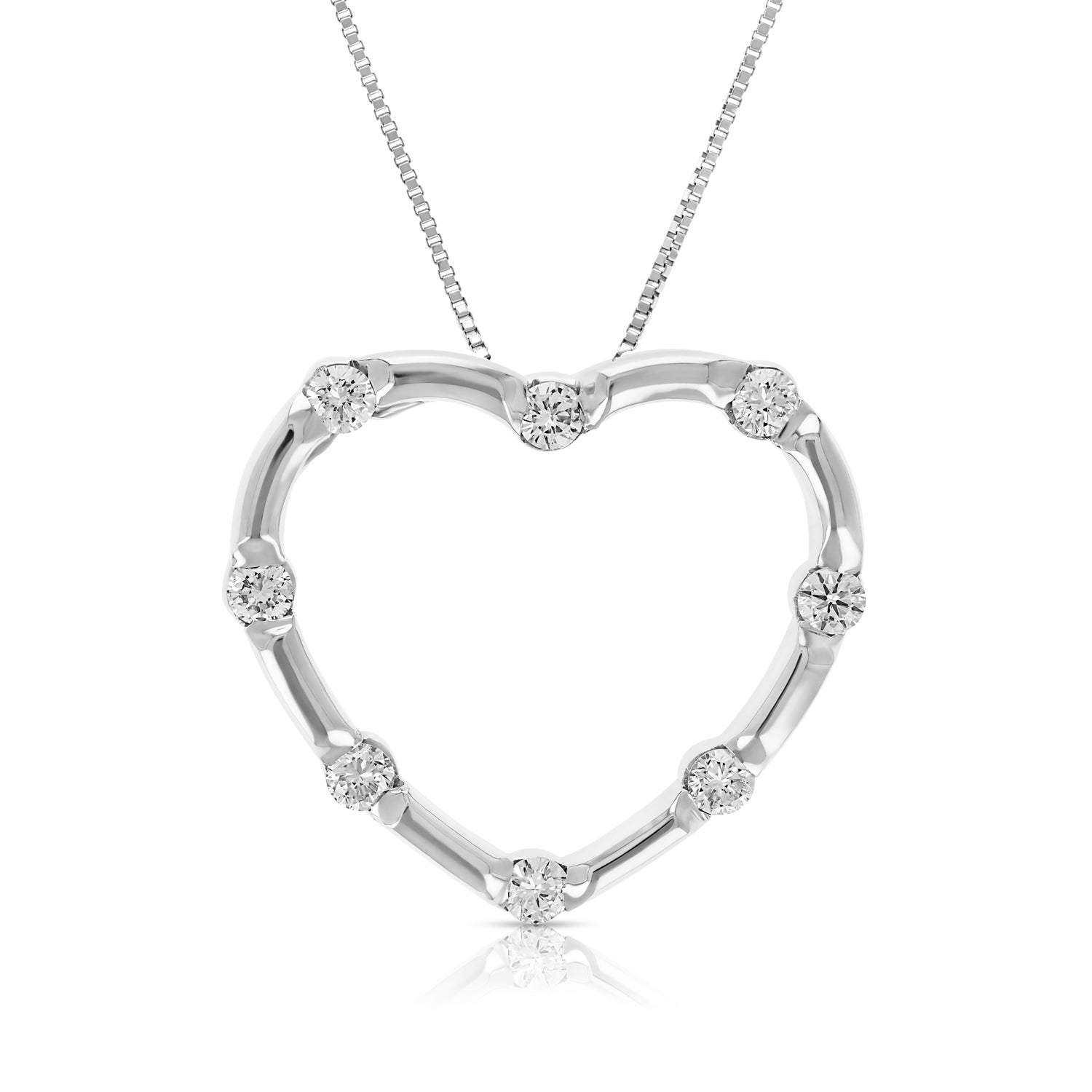 Heart Diamond Station Pendant Necklace