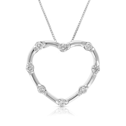 Heart Diamond Station Pendant Necklace