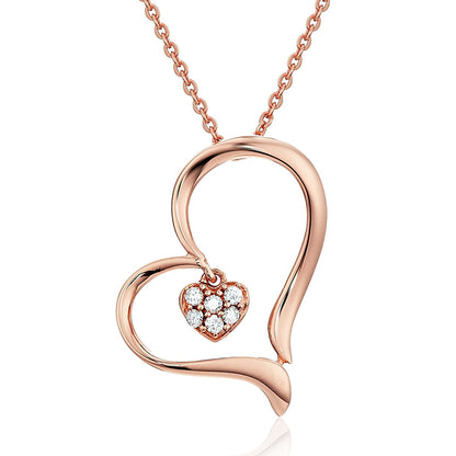 White Diamond Heart Pendant Necklace