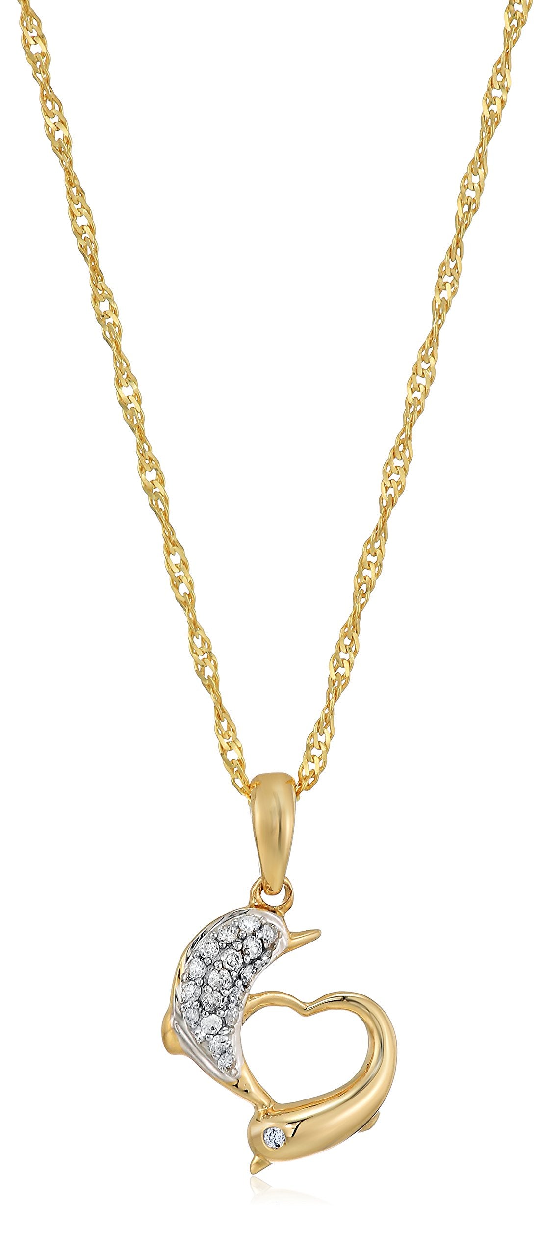 Dolphin Heart Diamond Pendant Necklace