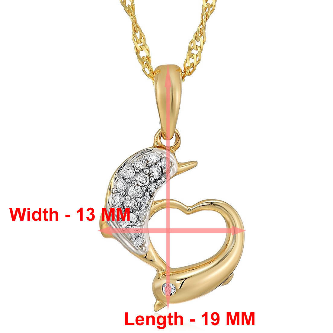 Dolphin Heart Diamond Pendant Necklace