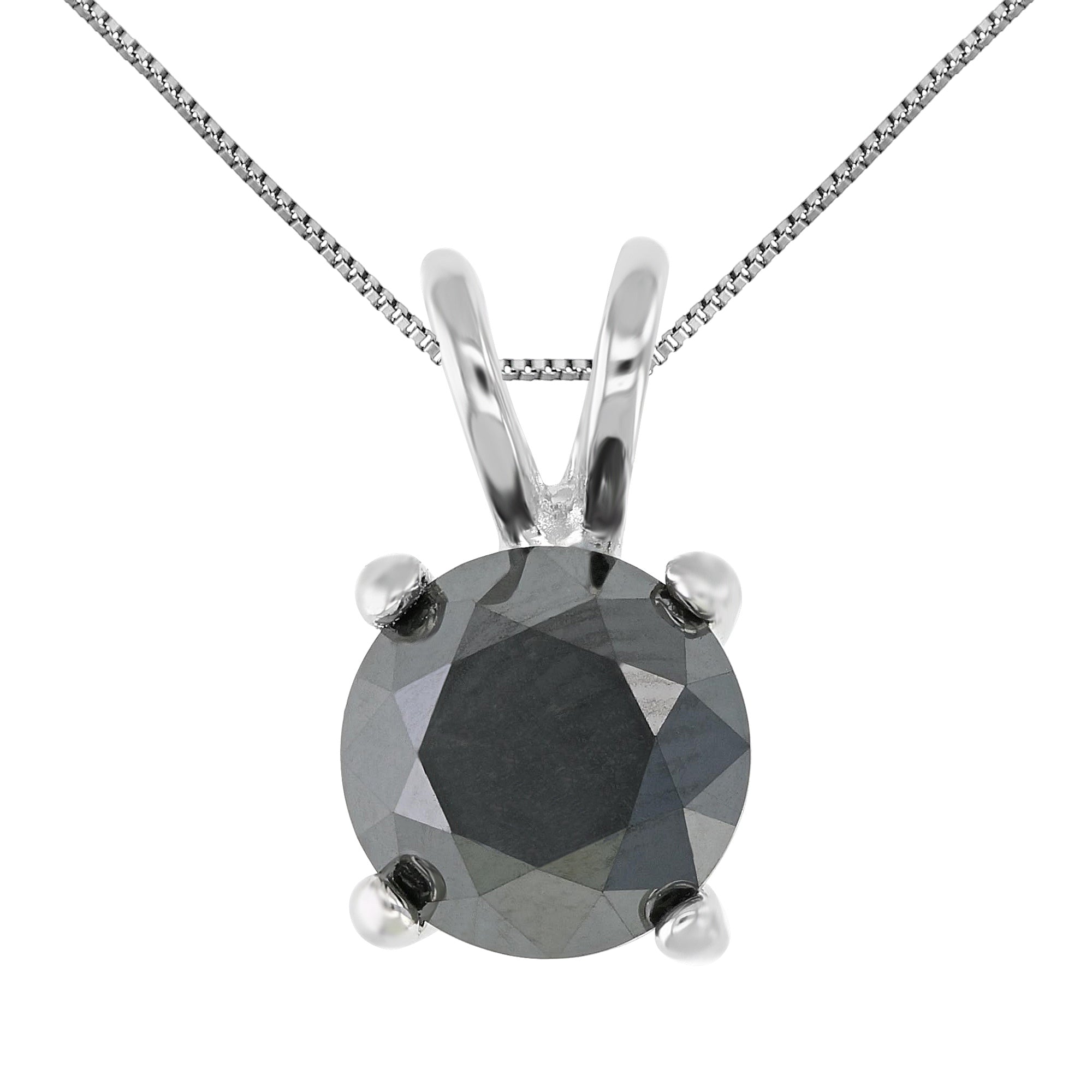 Black Solitaire Diamond Pendant Necklace