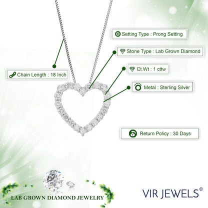 Heart Round Diamond Pendant Necklace