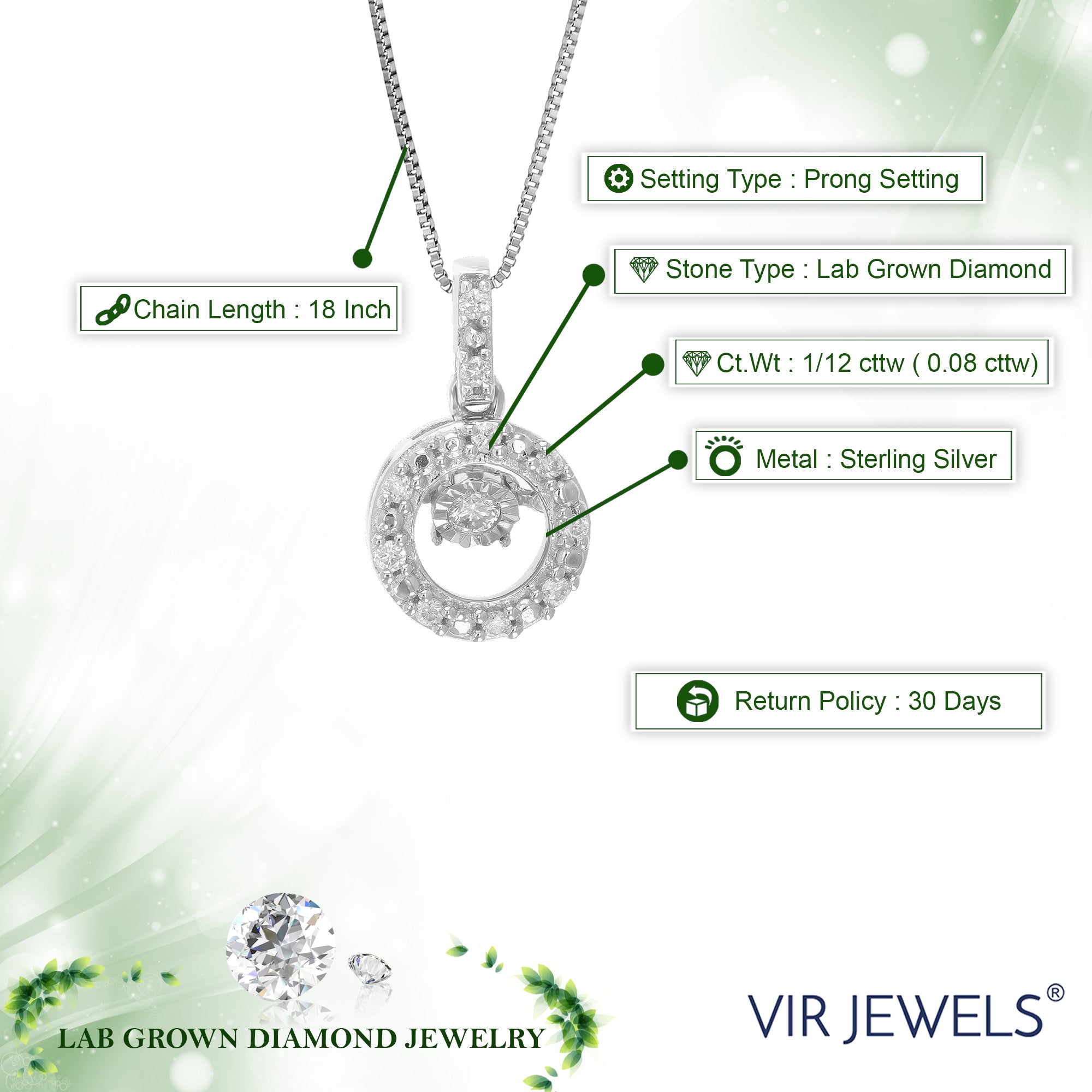 Swing Round Diamond Pendant Necklace