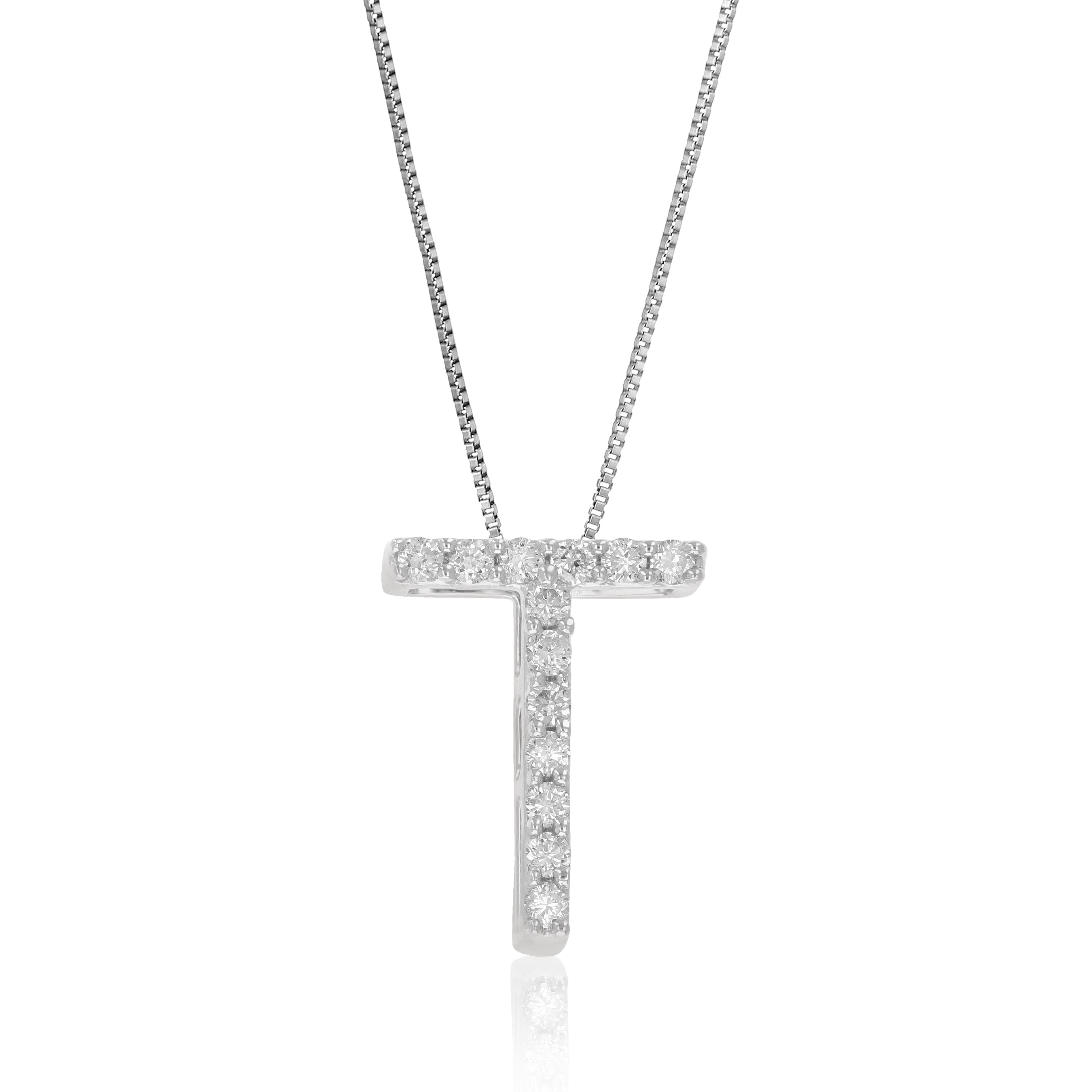 Lab Diamond Alphabet Pendant Necklace