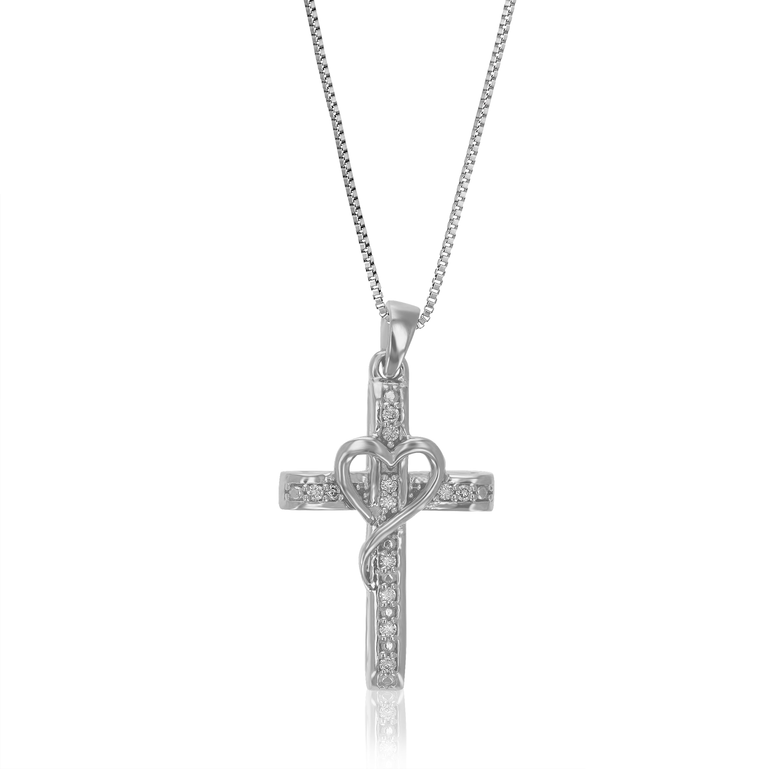 Heart Cross Diamond Pendant Necklace