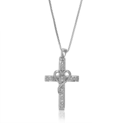 Heart Cross Diamond Pendant Necklace