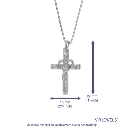 Heart Cross Diamond Pendant Necklace