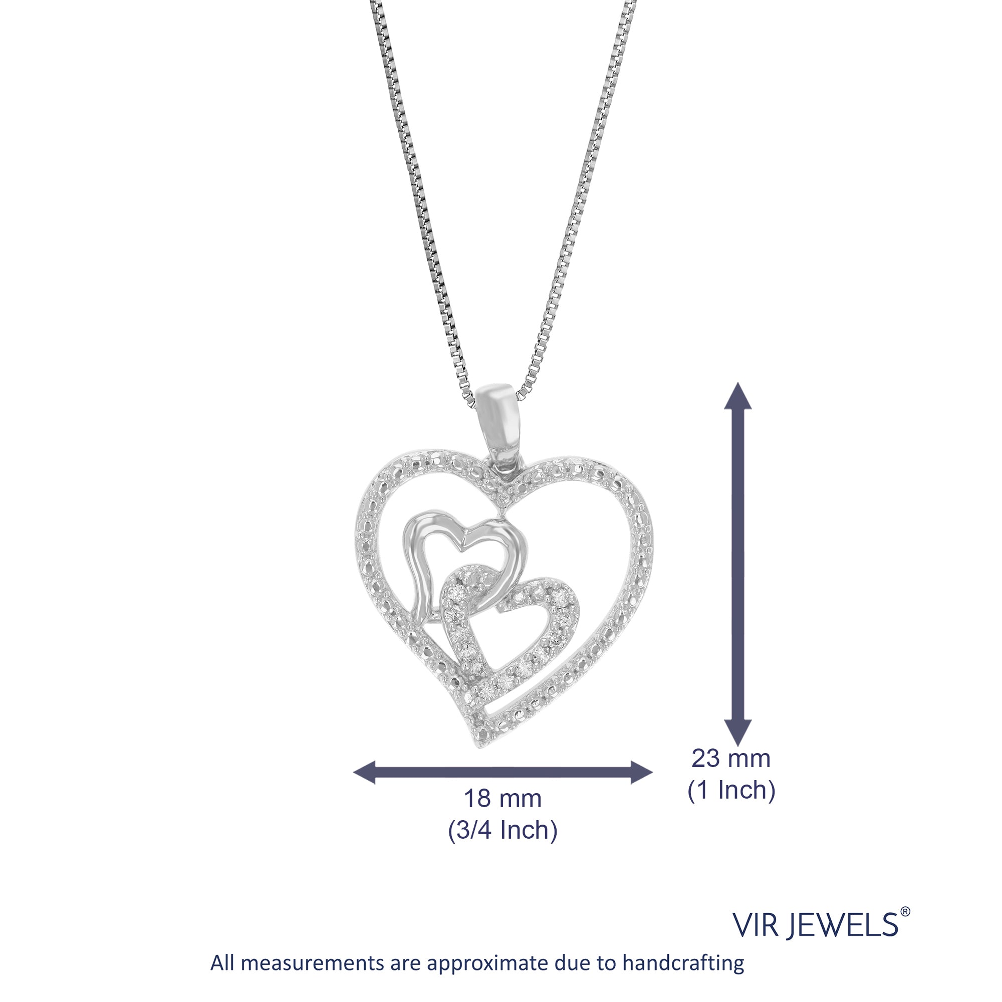 1/10 cttw Lab Created Diamond Heart Pendant Necklace Sterling