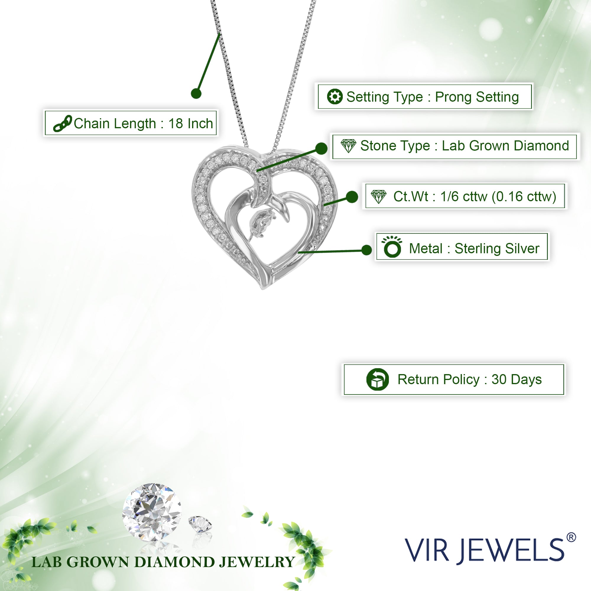 Double Heart Diamond Pendant Necklace