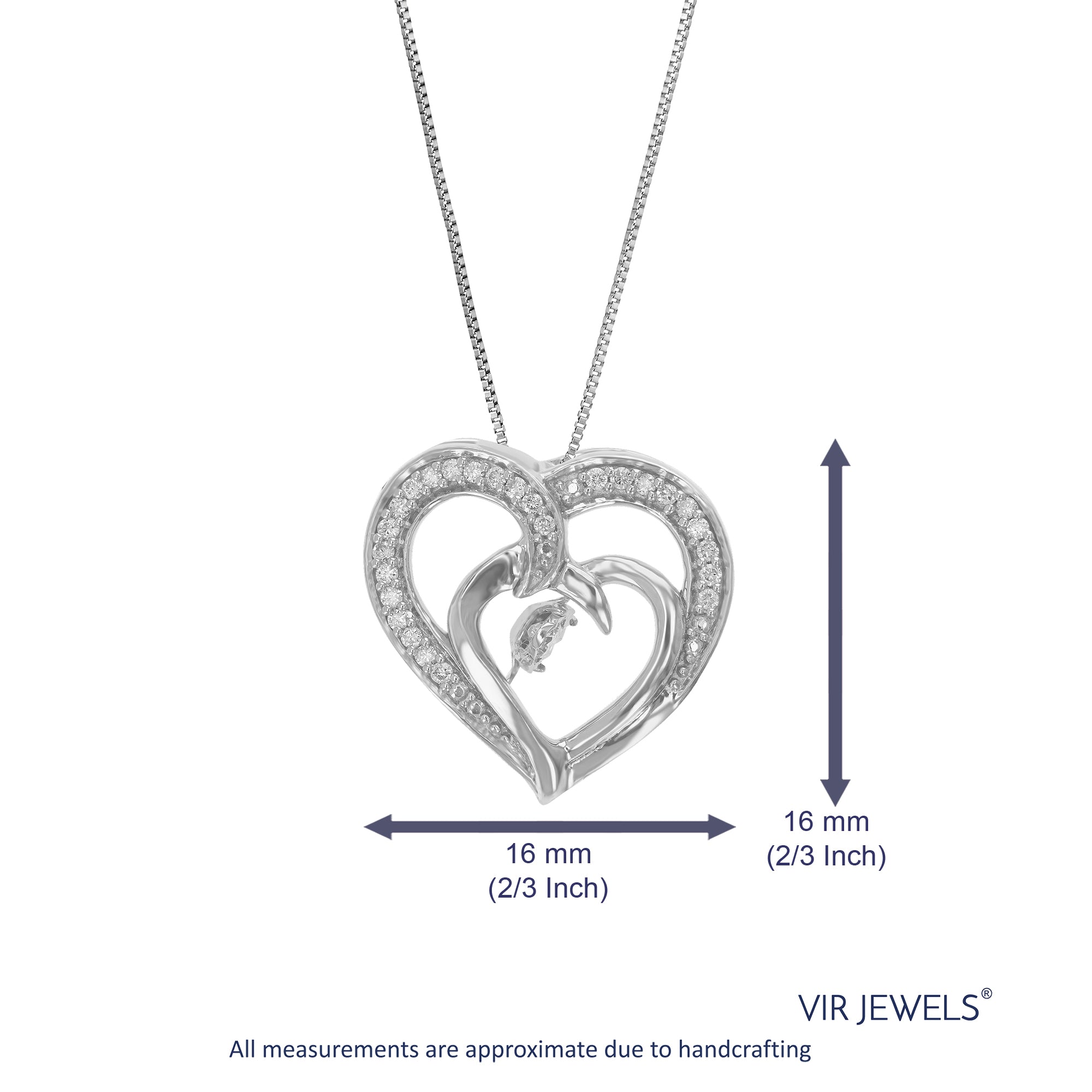 Double Heart Diamond Pendant Necklace