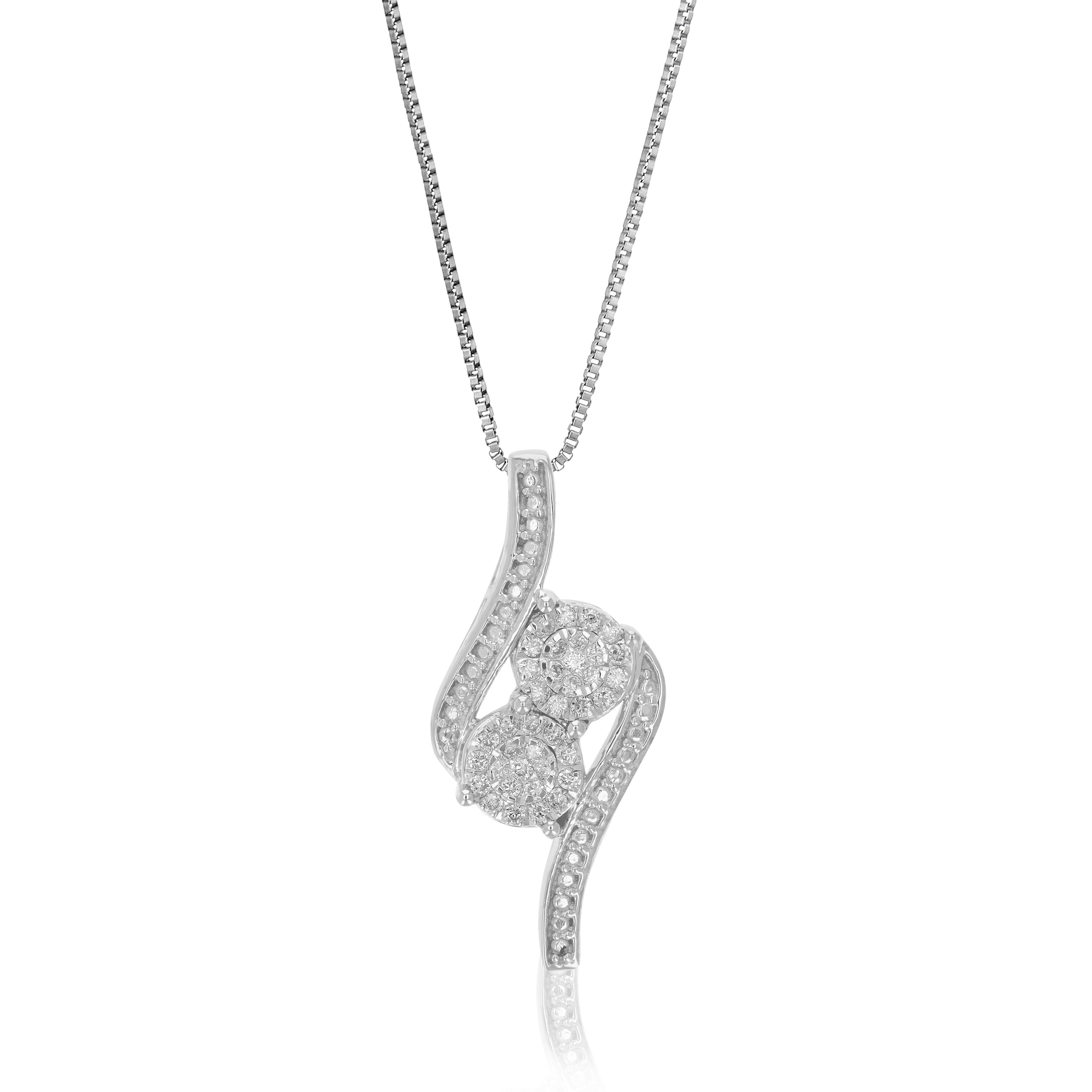 Cross Over Diamond Pendant Necklace