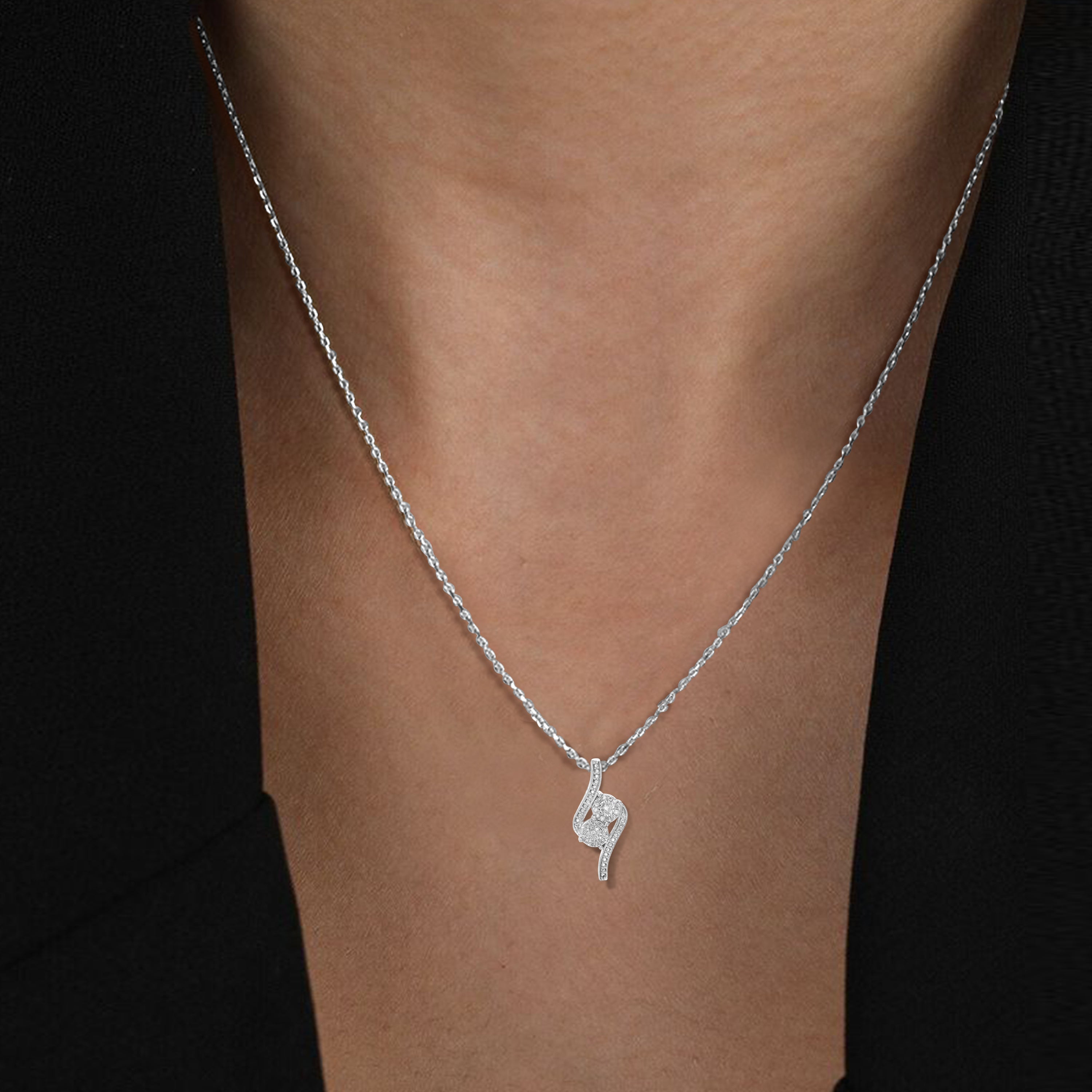 Cross Over Diamond Pendant Necklace