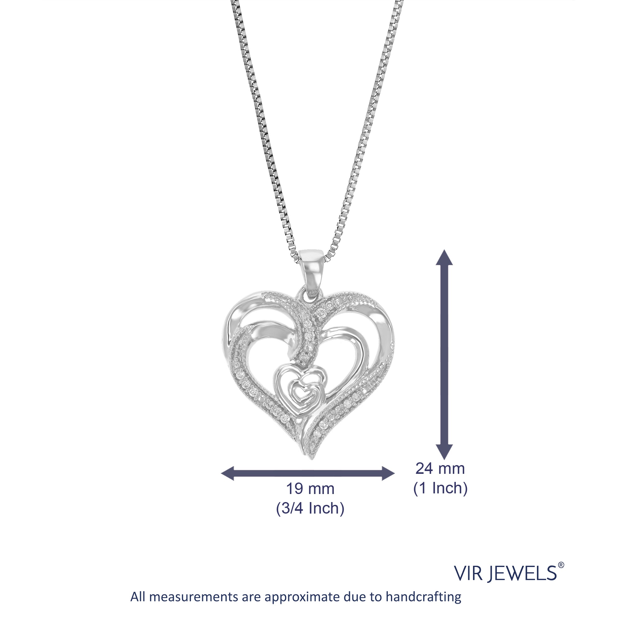 Multi Heart Lab Diamond Pendant Necklace