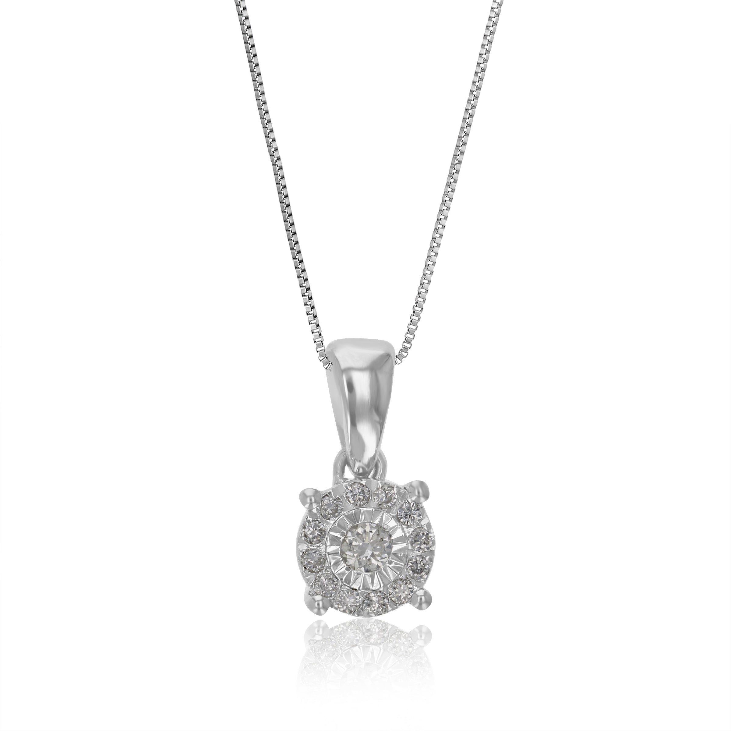 Round Composite Diamond Pendant Necklace