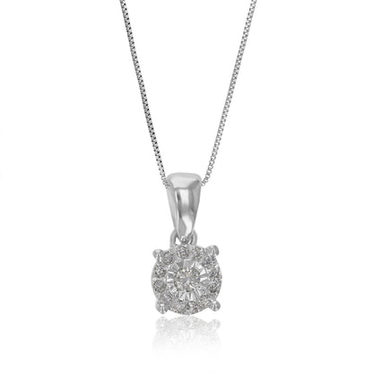 Round Composite Diamond Pendant Necklace