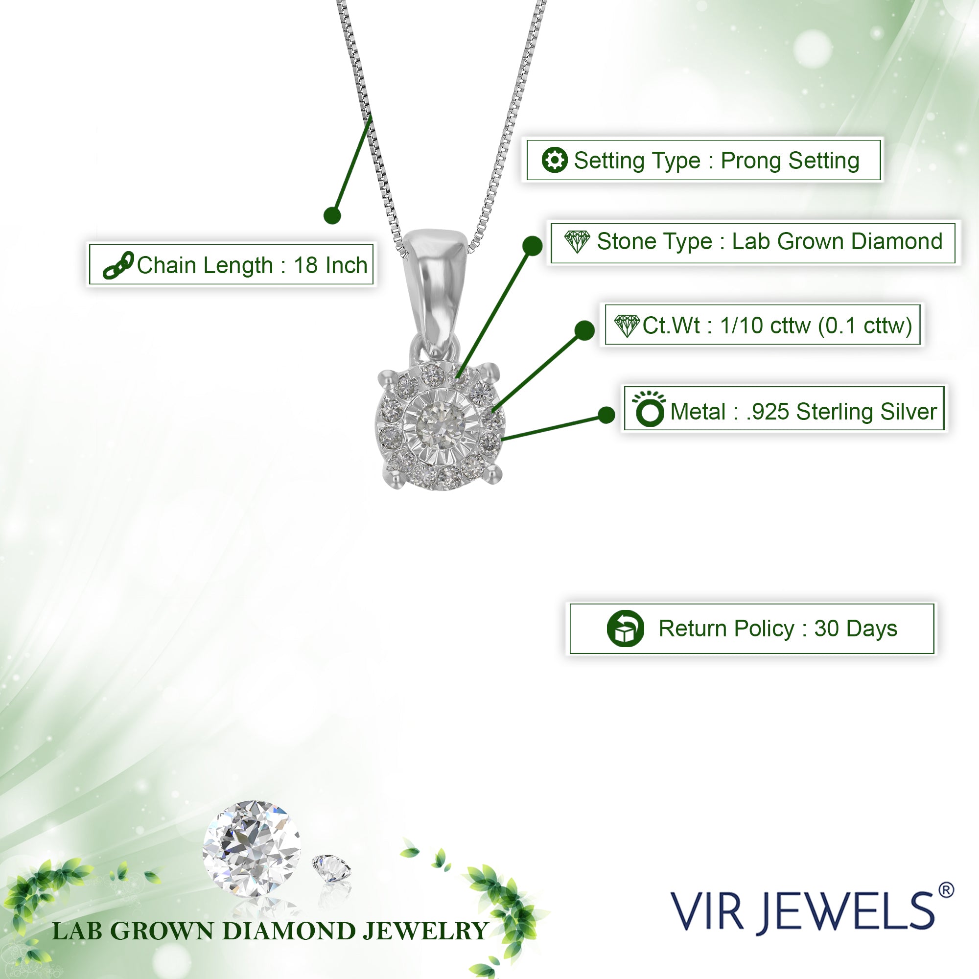 Round Composite Diamond Pendant Necklace