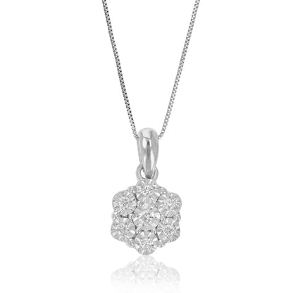 1/10 cttw Diamond Pendant Necklace for Women, Lab Grown Diamond Mom Pendant Necklace in .925 Sterling Silver with Chain, Size 1/3 Inch