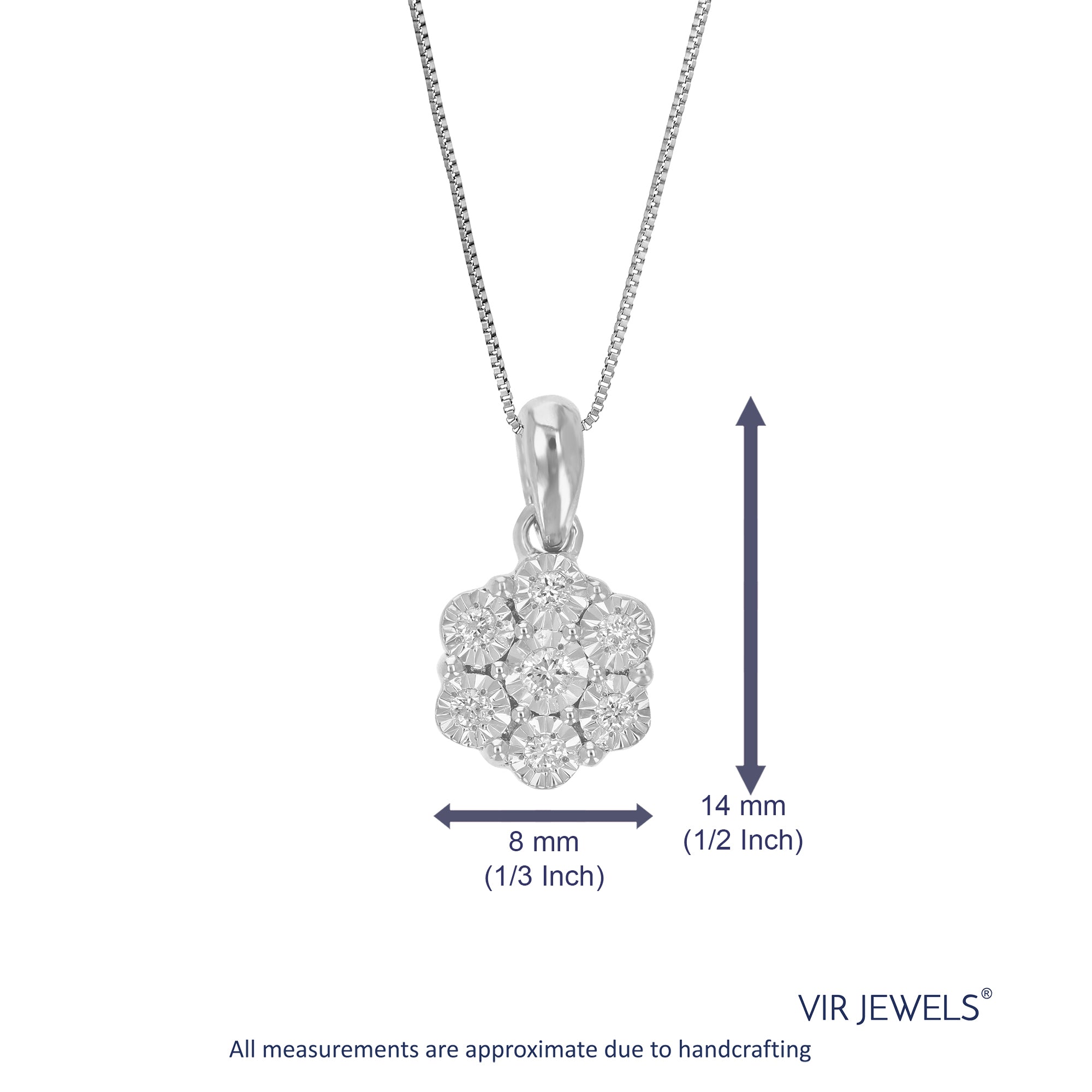 1/10 cttw Diamond Pendant Necklace for Women, Lab Grown Diamond Mom Pendant Necklace in .925 Sterling Silver with Chain, Size 1/3 Inch