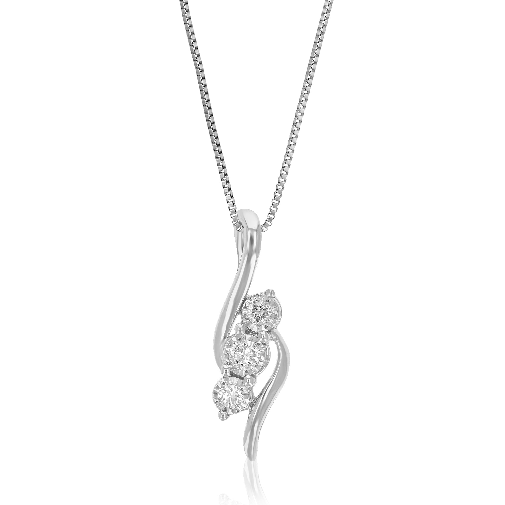 Three Stone Lab Diamond Pendant Necklace