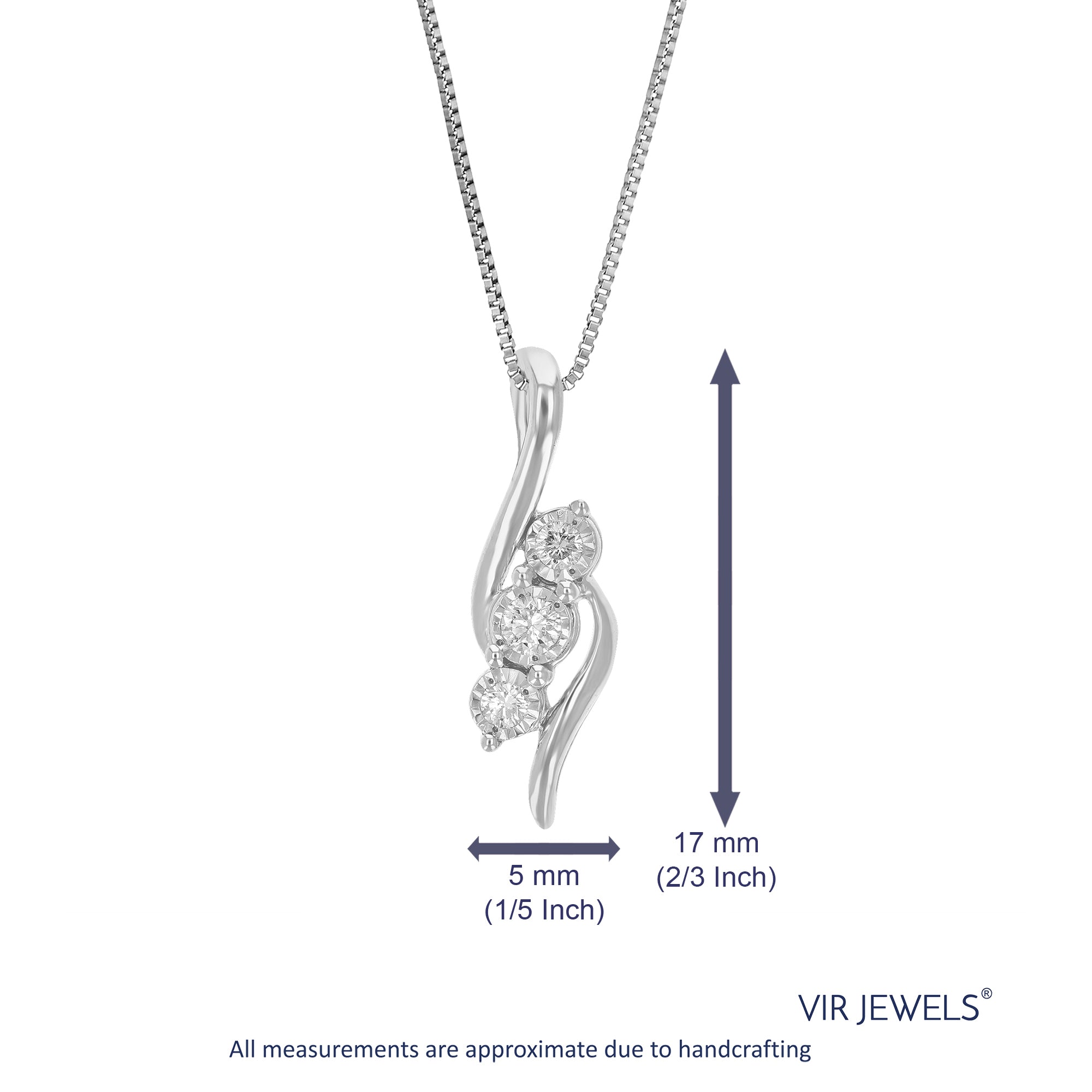 Three Stone Lab Diamond Pendant Necklace