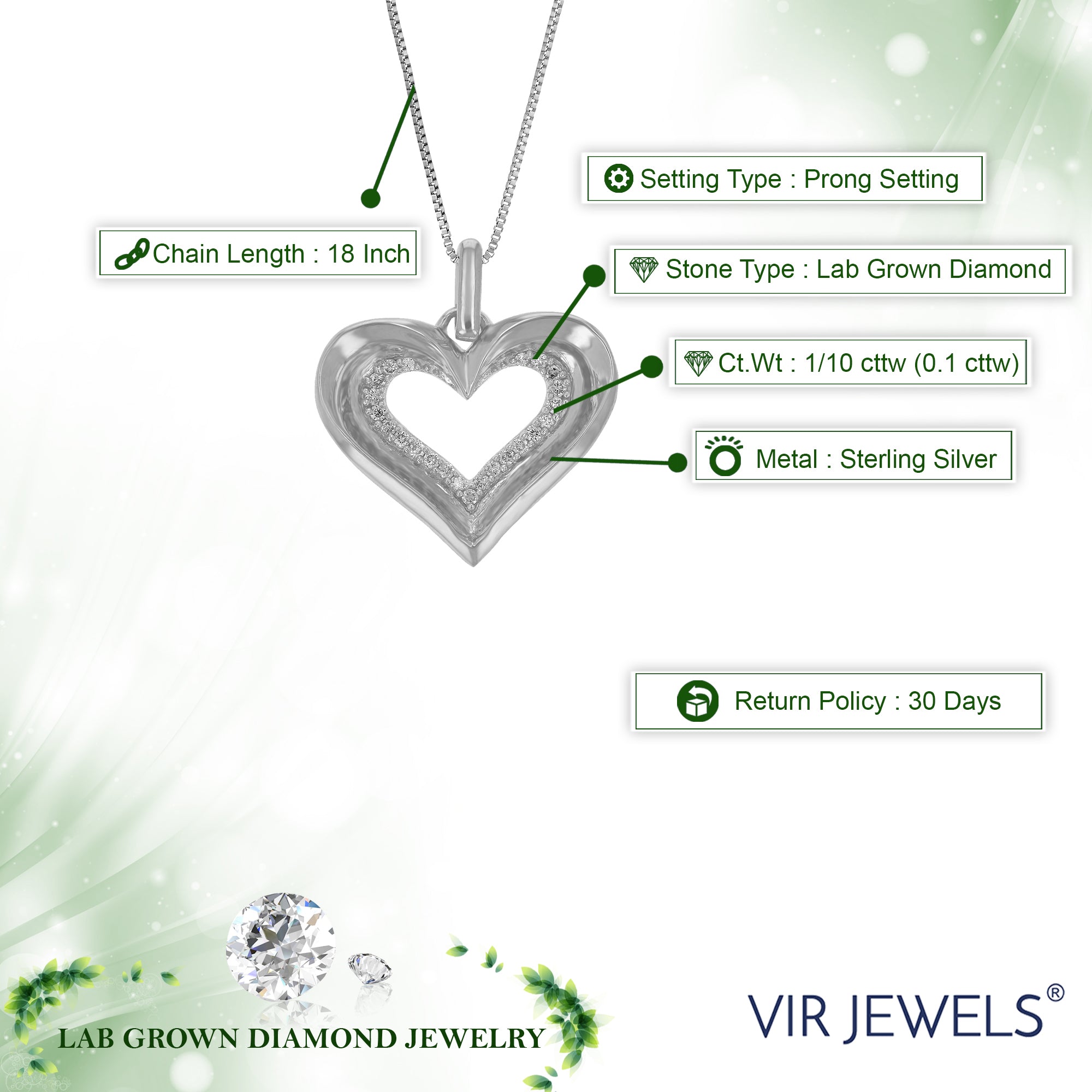 Heart Lab Diamond Pendant Necklace