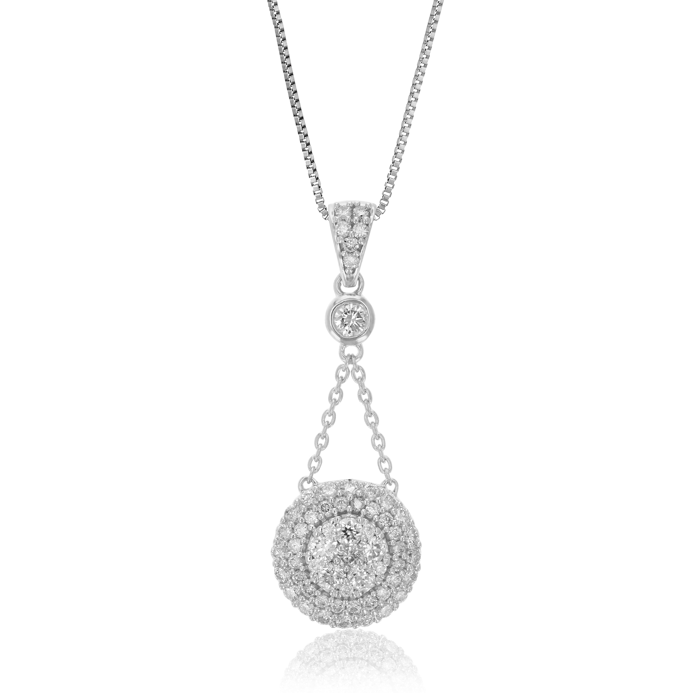 Tear Drop Halo Diamond Pendant