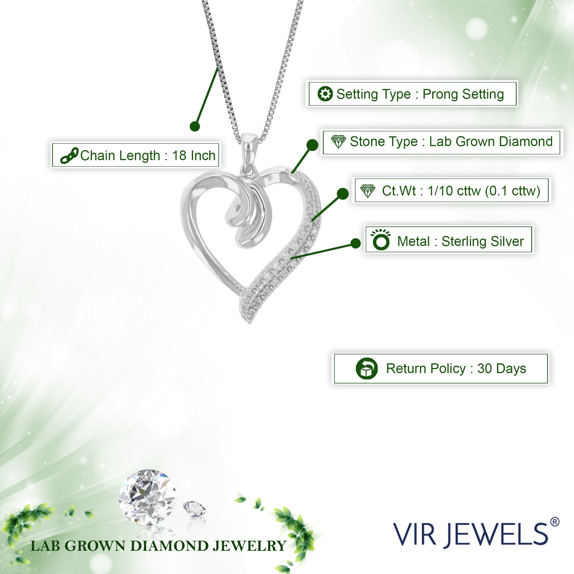 Heart Lab Diamond Pendant Necklace