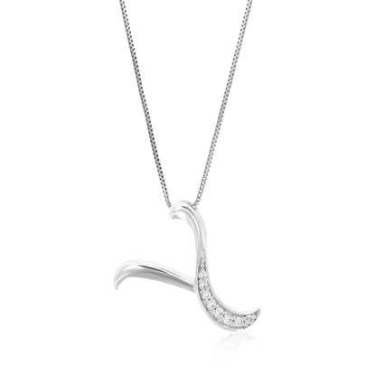 Lab Grown Diamond Alphabet Pendant Necklace in Silver