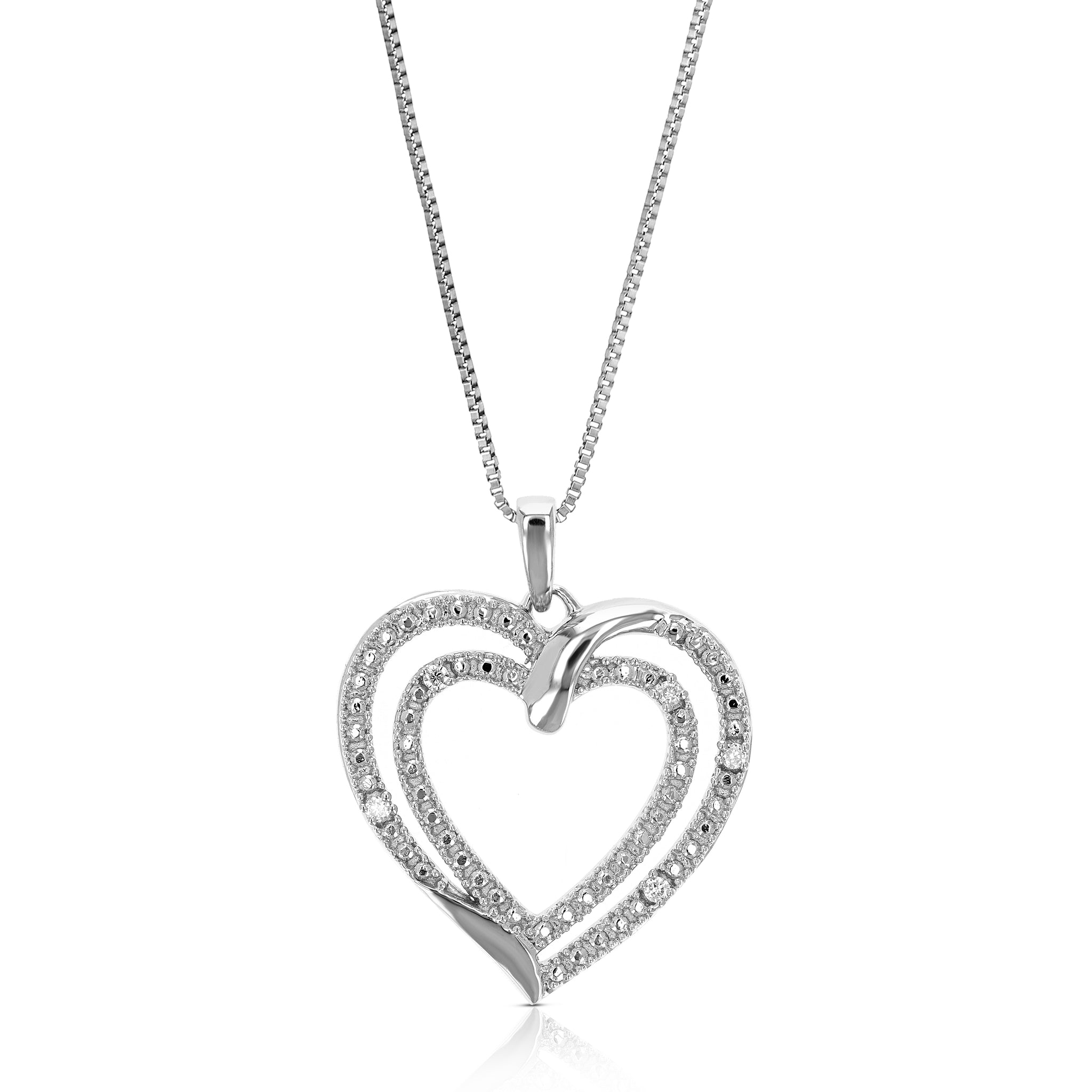 Sterling Silver Classic Heart Locket Pendant Necklace, 19mm pendant, 18  box chain