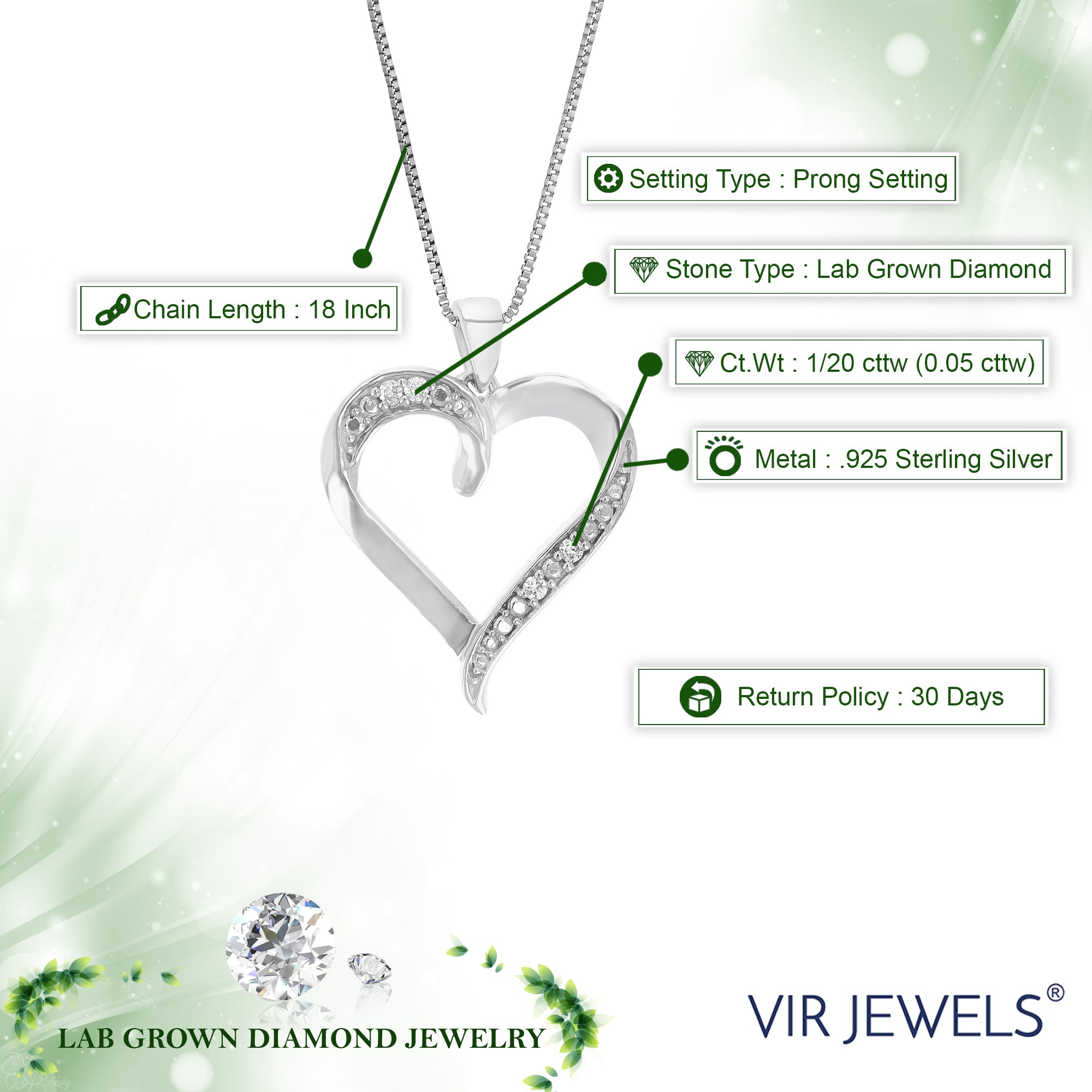 Heart Lab Diamond Pendant Necklace