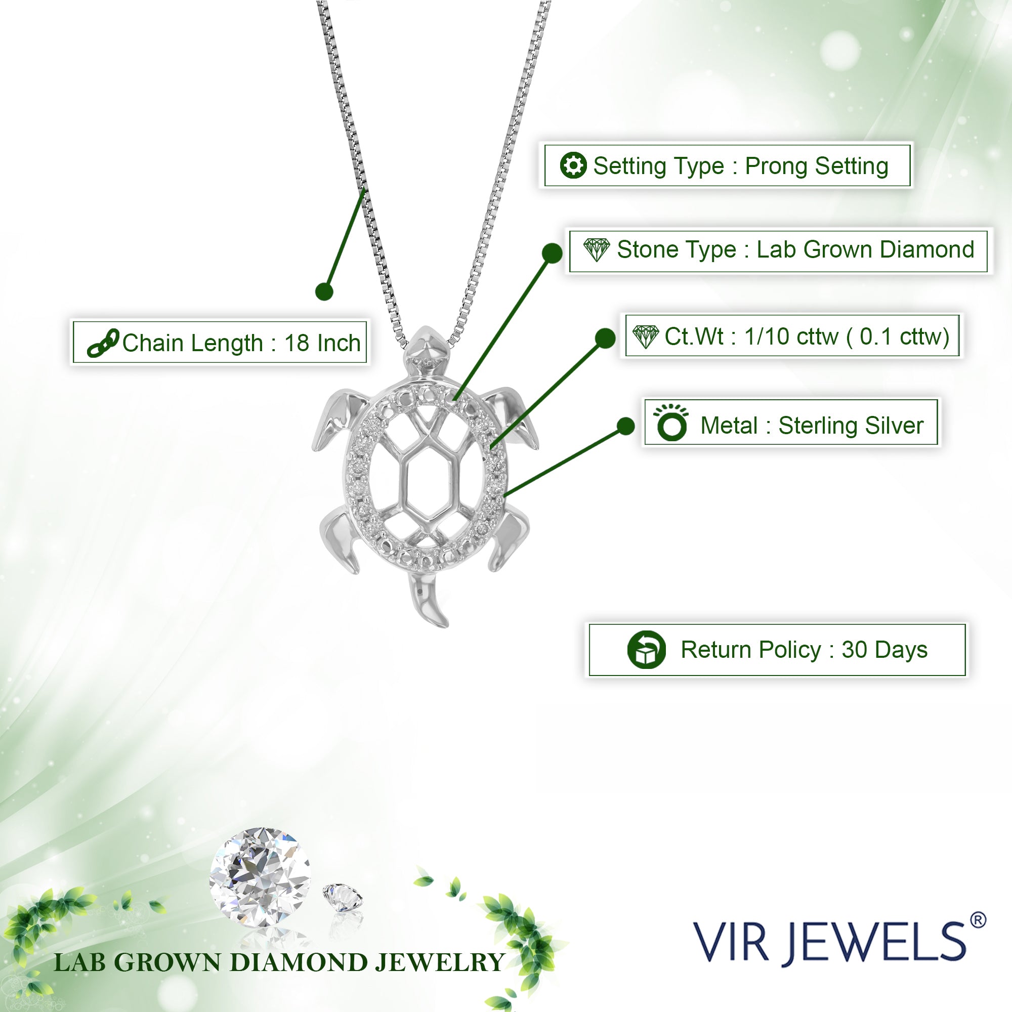 Turtle Lab Diamond Pendant Necklace