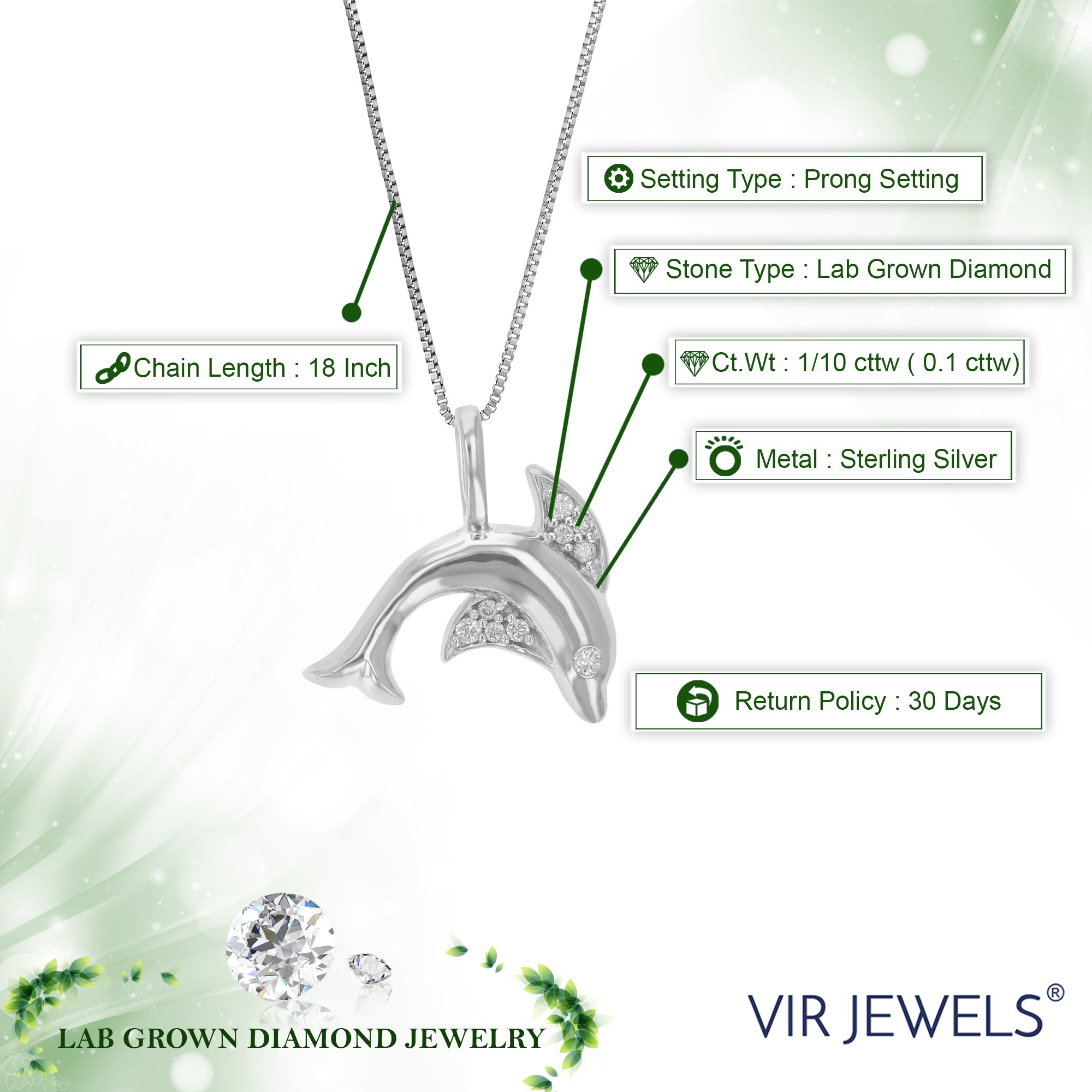 Dolphin Lab Diamond Pendant Necklace