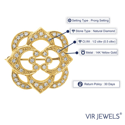 Enchanting Diamond Prong Set Brooch Pin