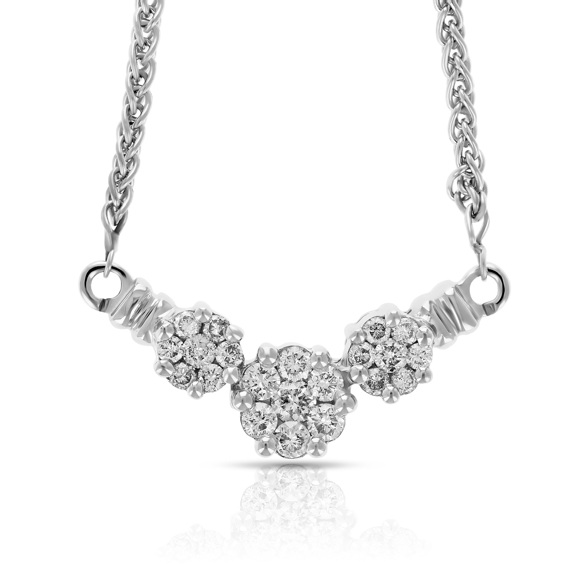 Five Clusters Diamond Pendant Necklace