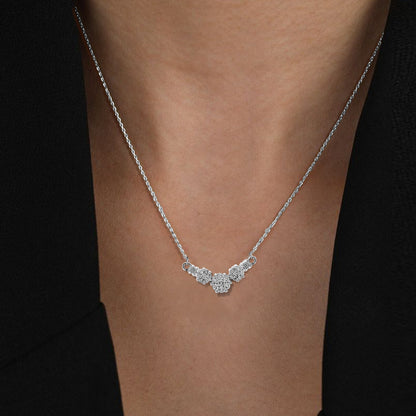 Five Clusters Diamond Pendant Necklace