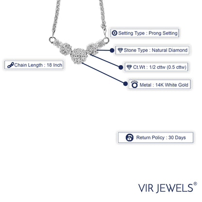 Five Clusters Diamond Pendant Necklace