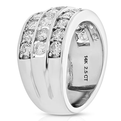 Three Row Diamond Wedding Band