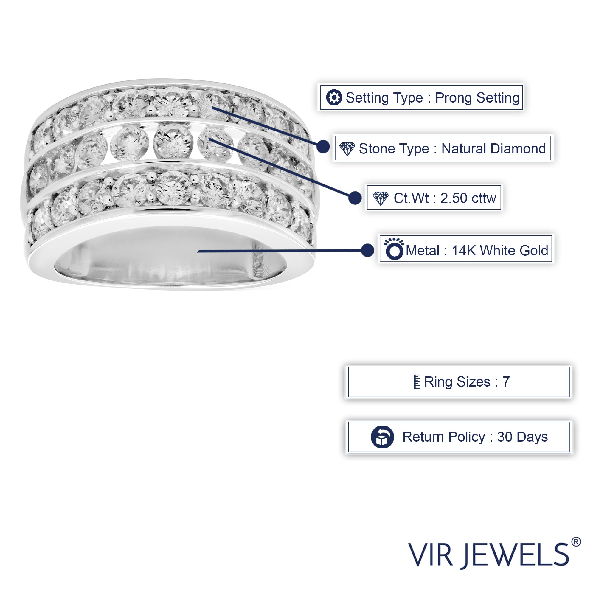 Three Row Diamond Wedding Band