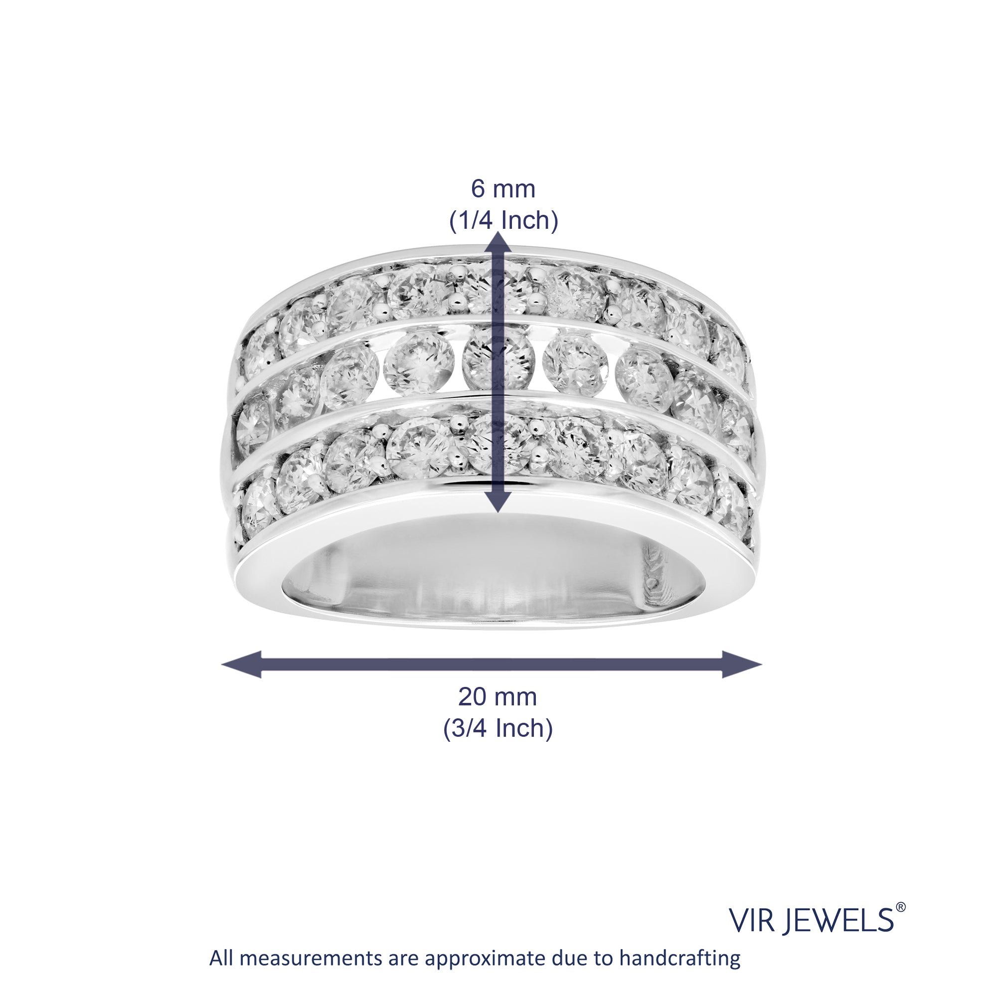 Three Row Diamond Wedding Band