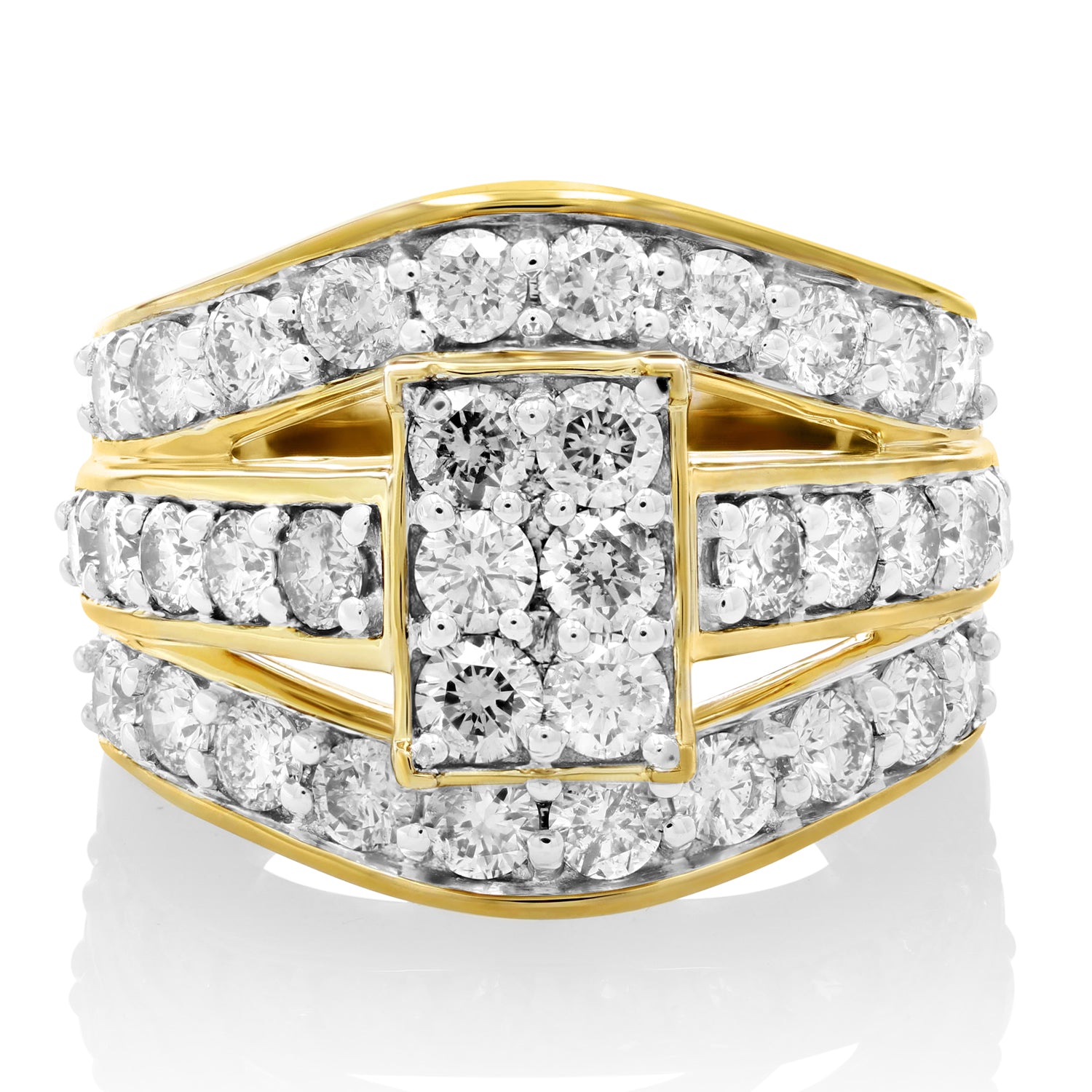 Triple Row Engagement Ring