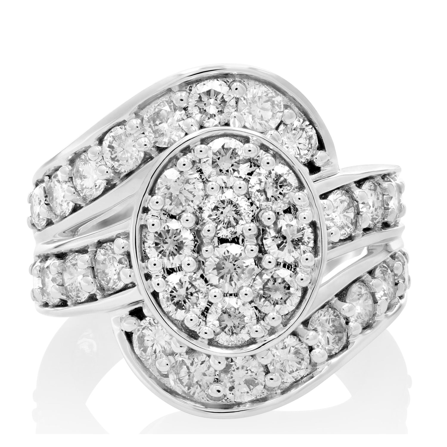 Oval Cluster Diamond Engagement Ring