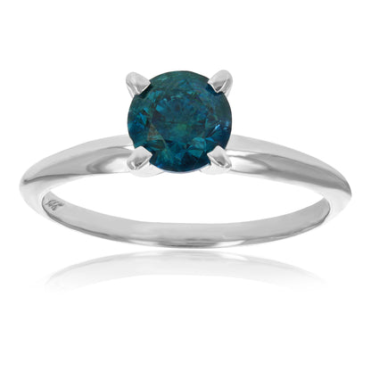 Blue Solitaire Diamond Ring