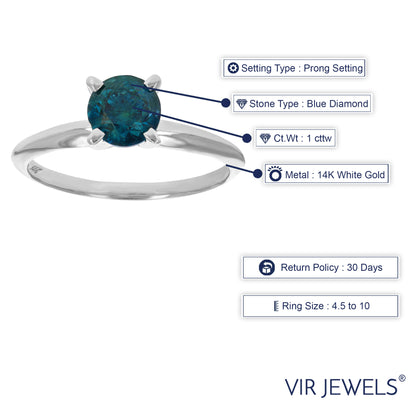 Blue Solitaire Diamond Ring