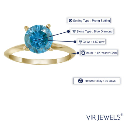 Blue Solitaire Engagement Ring