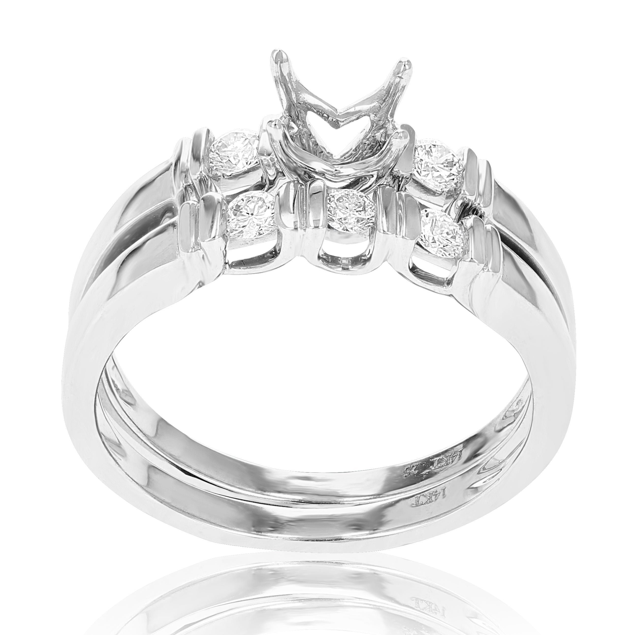 Semi Mount 3 Stone Diamond Ring Set