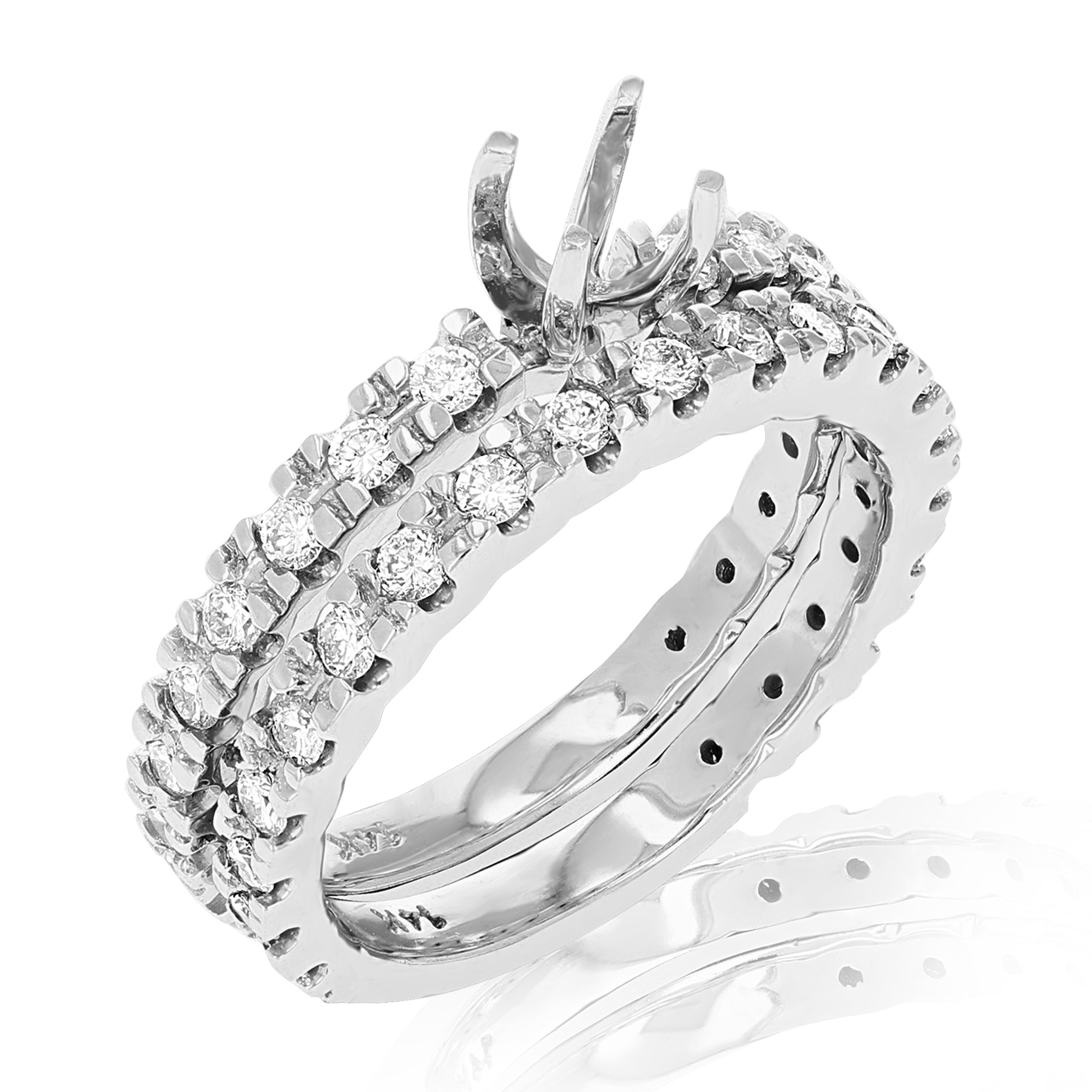 Semi Mount Eternity Diamond Engagement Ring Set